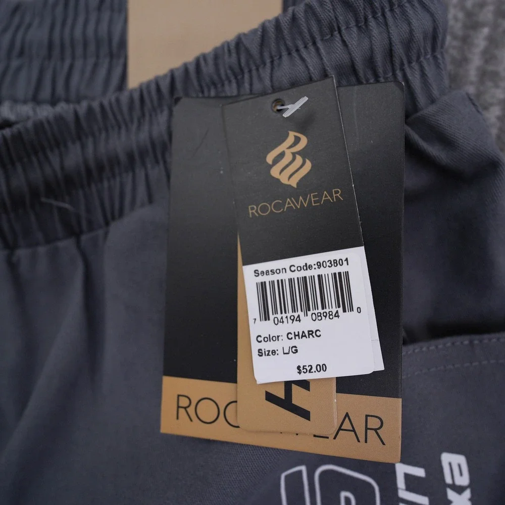 Rocawear Mens Cargo Pants Charcoal Grey Superior Graphic Joggers Large NWT